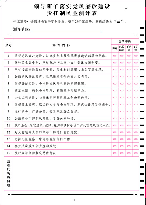 领导班子民主测评